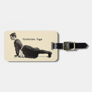 Klassieke Yoga Vrouw Up Dog Antiek Bagagelabel