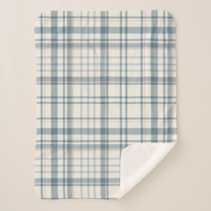 Klassieke zachte blauwe en beige ruit sherpa deken