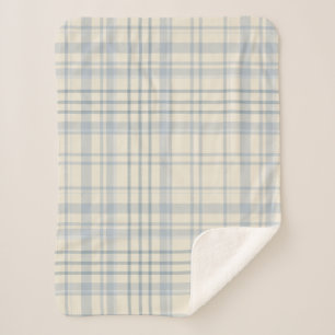 Klassieke zachte blauwe en beige ruit sherpa deken