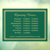 Klassieke Zakelijke Openingstijden Groen Goud Raamsticker (Vel 3)
