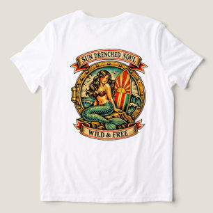 Klassieke Zeemeermin Tattoo Kunst Zonnebrand, voor Tri-Blend Shirt