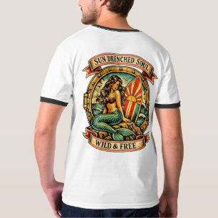 Klassieke Zeemeermin Tattoo Kunst Zonovergoten Zie T-shirt