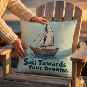 Klassieke Zeilboot Zeevaart Inspirerende Citaat Kussen