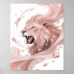 Klassieke Zilveren LION KING Krachtig Ontwerp Poster