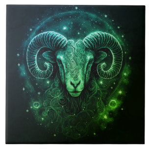 Klassieke Zodiac Green & Gold Foil Tegeltje