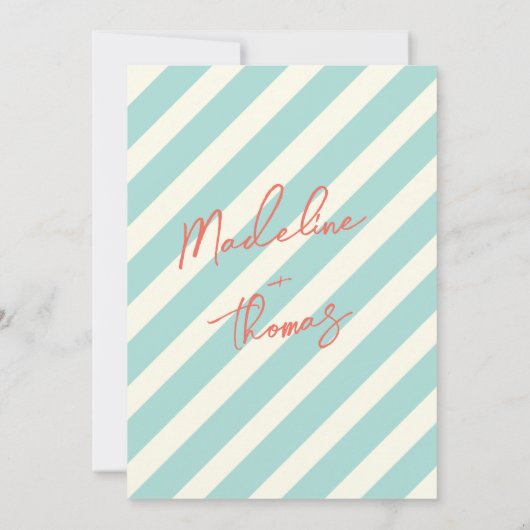 Klassieke zomer pastel grillige script bruiloft kaart (Achterkant)