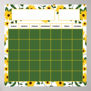 Klassieke Zonnebloemveld Onderwijs Kalender Poster