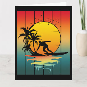 Klassieke Zonsondergang Surfen Surfer Oceaan Surf Kaart