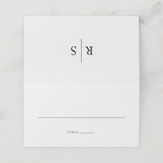 Klassieke zwart & Ecru Monogram bruiloft (Buitenkant ongevouwen)