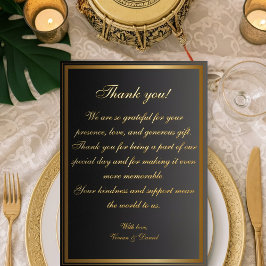 Klassieke Zwart en Goud bruiloft Bedankt Card Folie Uitnodiging