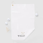 Klassieke Zwart en Goud Custom Name Golf Clubs Golfhanddoek (Insitu)