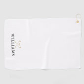 Klassieke Zwart en Goud Custom Name Golf Clubs Golfhanddoek (Horizontaal)
