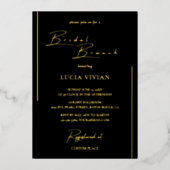 Klassieke zwart & goud kalligrafie bruids brunch folie uitnodiging (Voorkant)