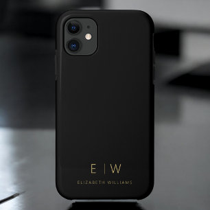 Klassieke Zwart Goud Minimalistische Monogram Naam iPhone 11 Hoesje
