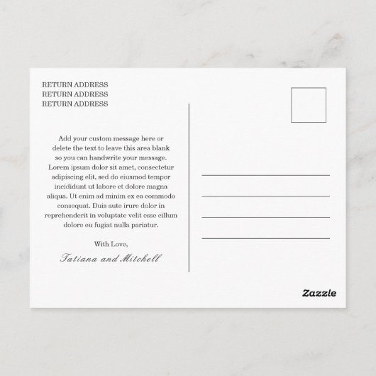 Klassieke Zwart-Wit Elegante Huwelijk Dank U Briefkaart (Achterkant)