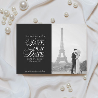 Klassieke Zwart-Wit Elegante 'Save the Date'-kaart Save The Date