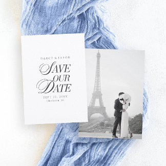 Klassieke Zwart-Wit Elegante 'Save the Date'-kaart Save The Date