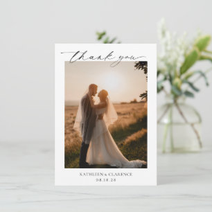 Klassieke zwart-wit foto Elegante bruiloft Bedankkaart