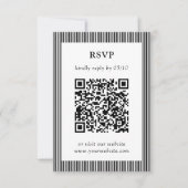 Klassieke Zwart & Wit Gestreepte QR Code RSVP Huwe (Voorkant)