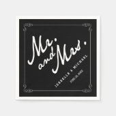 Klassieke zwart-wit heer en mevrouw bruiloft serve servet (Voorkant)