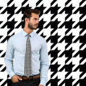 Klassieke zwart-wit houndstooth geruite stropdas