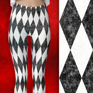 Klassieke Zwart Wit-Ijs Harlekijn Diamant Argyle Leggings