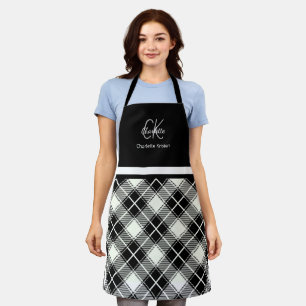 Klassieke zwart-wit monogram afgespeelde naam schort