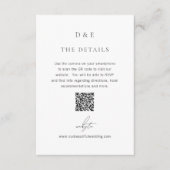 Klassieke Zwart-Wit QR-code Elegante Trouw Informatiekaartje (Voorkant)