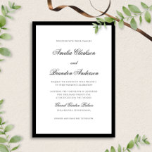 Klassieke Zwart & Wit Rand Formele Script Wedding
