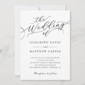 Klassieke zwart-wit script bruiloft kaart (Voorkant)