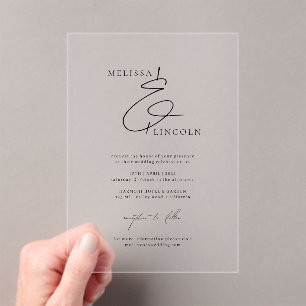 Klassieke Zwart & Wit Stijlvolle Script Wedding Acryl Uitnodigingen