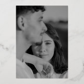 Klassieke zwart-wit tijdloze bruiloft folie uitnodiging (Achterkant)