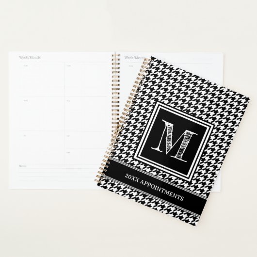 Klassieke zwart-witte hoornmond planner (Display)