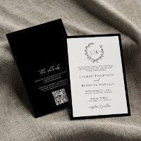 Klassieke Zwart Witte Monogram QR Code Huwelijk