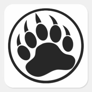 Klassieke zwarte beer klauw in een zwarte ring vierkante sticker