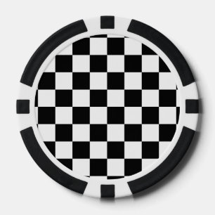 Klassieke zwarte checkboard - wit patroon poker chips