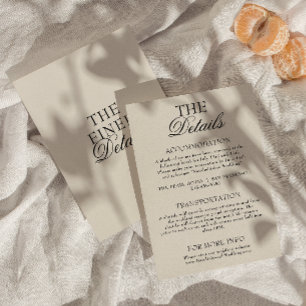 Klassieke zwarte crèmekleurige trouwdetails in oud informatiekaartje