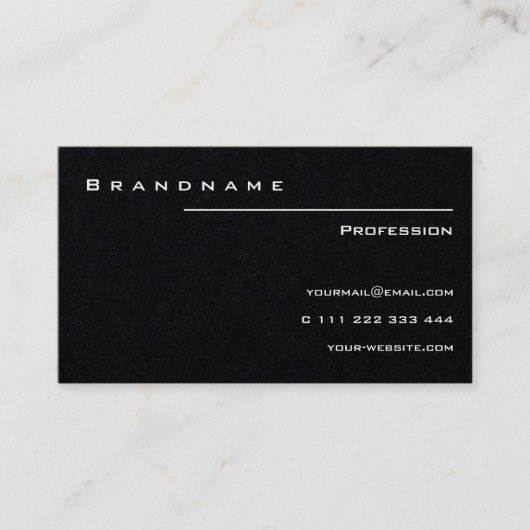 Klassieke Zwarte Custom Professional Classy Clean Visitekaartje (Voorkant)