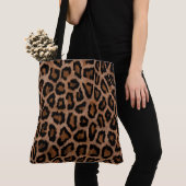 Klassieke Zwarte en Bruine Leopard Spot Print Draagtas (Dichtbij)