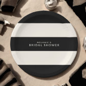 Klassieke zwarte en ecru strepen bruidsmeisjesfees papieren bordje