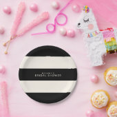 Klassieke zwarte en ecru strepen bruidsmeisjesfees papieren bordje (Feest)