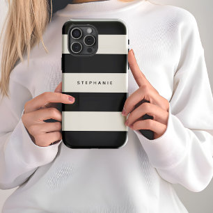 Klassieke zwarte en eiervormige witte strepen met iPhone 13 pro max hoesje