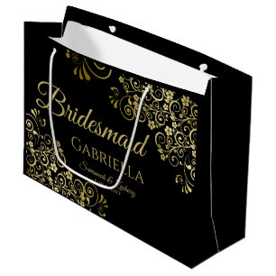 Klassieke zwarte en gouden kant elegante bridesmai groot cadeauzakje