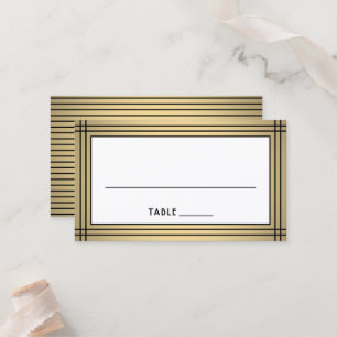 Klassieke zwarte en gouden rand Elegante begeleide Plaatskaartje