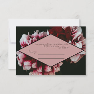 Klassieke Zwarte en Roze Pioenrozen RSVP Kaartje