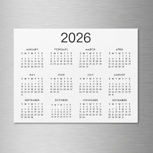 Klassieke zwarte en witte 2024-kalendermagneet