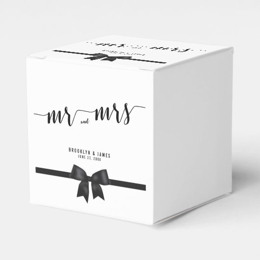 Klassieke zwarte en witte bruiloft bedankdoosjes (Voorkant Zijde)