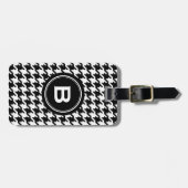 Klassieke zwarte en witte hond met monogram bagagelabel (Voorkant horizontaal)