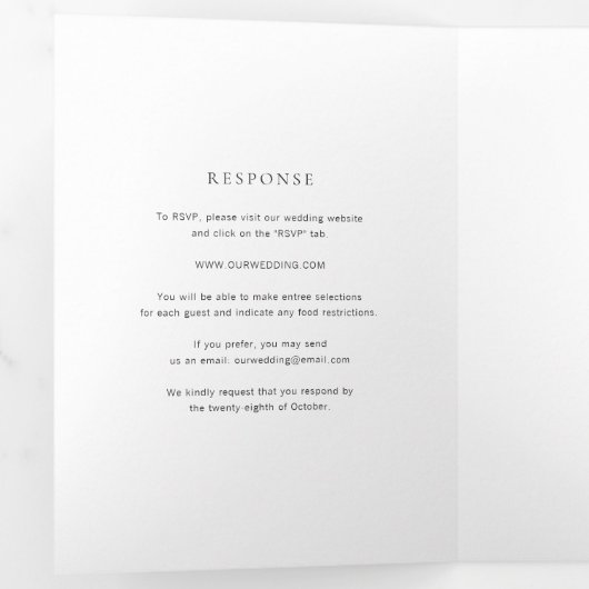 Klassieke zwarte en witte legante bruiloft drieluik uitnodiging (Binnenzijde eerst)