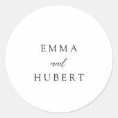 Klassieke zwarte en witte legante bruiloft ronde sticker (Voorkant)